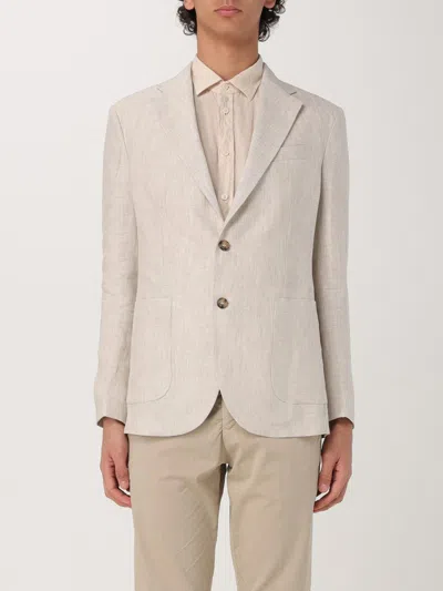 Brooksfield Man Blazer Beige Size 38 Cotton, Linen In Natural