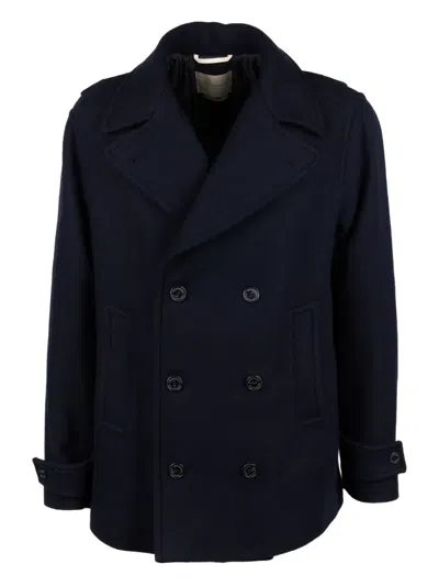 Brooksfield Button Double-breasted Coat In Blue