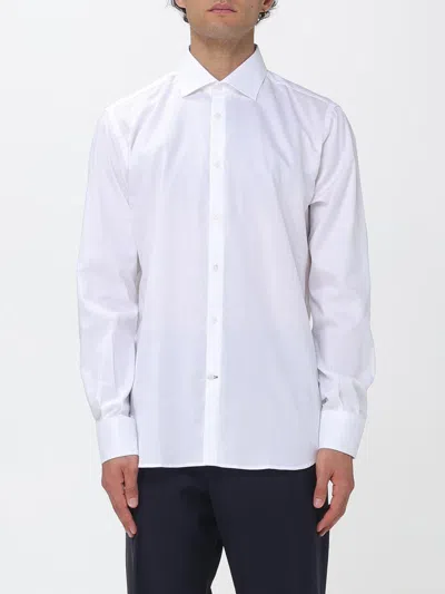 Brooksfield Button-down Collar Casual Shirt In Cotton Poplin In White