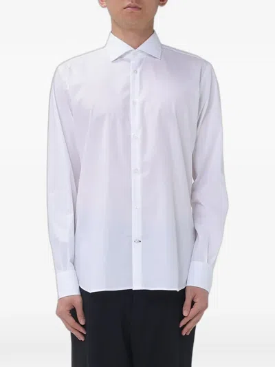 Brooksfield Button-down Cotton Shirt In White