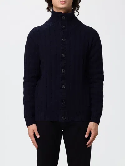 Brooksfield Button-up Ribbed Wool Cardigan In Black