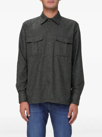 Brooksfield Button-up Wool Shirt In Neutral