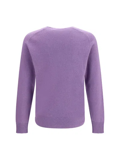 Brooksfield Crew-neck Raglan-sleeve Sweater In Purple