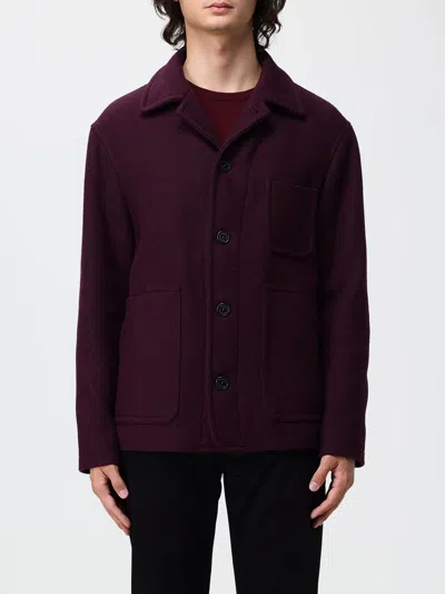 Brooksfield Casual Wool Blend Shirt Jacket With Front Patch Pockets In Burgundy