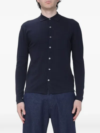 Brooksfield Chest-pocket Button-up Cardigan In Blue