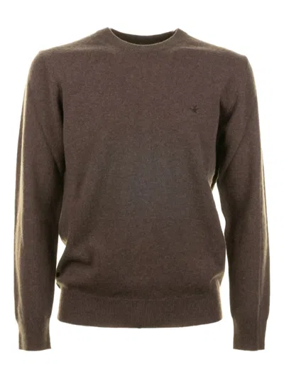 Brooksfield Crew Neck Sweater In Brown