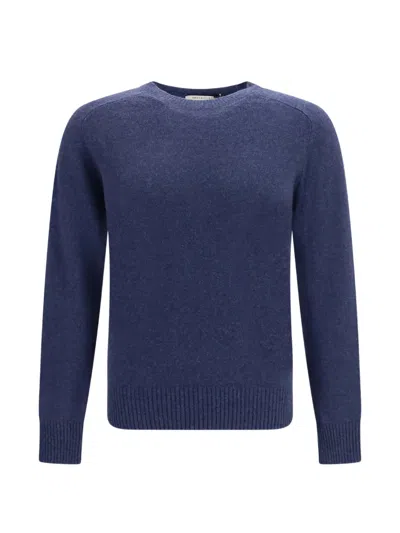 Brooksfield Crew-neck Raglan-sleeve Sweater In Blue
