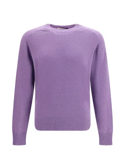 Brooksfield Crew-neck Raglan-sleeve Sweater In Purple