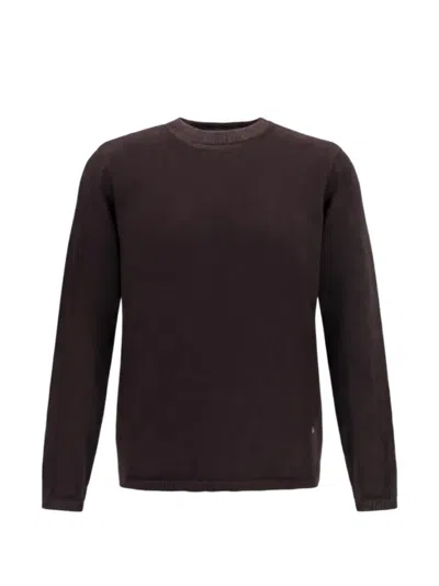 Brooksfield Crew-neck Ribbed-trim Sweater In Brown