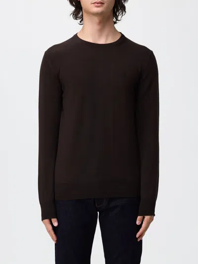 Brooksfield Crewneck Wool Jumper With Long Sleeves And Ribbed Trims In Black