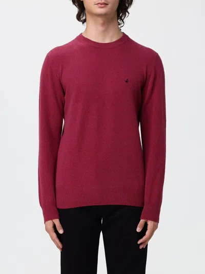 Brooksfield Crew-neck Wool Jumper With Ribbed Cuffs And Hem In Pink
