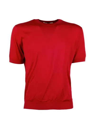Brooksfield Fine-knit Short-sleeve Top In Red