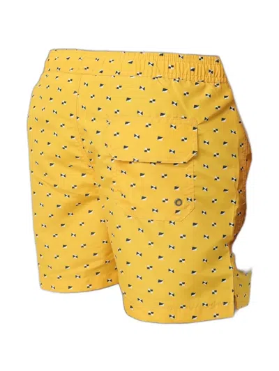 Brooksfield Geometric-print Drawstring Swim Shorts In Yellow