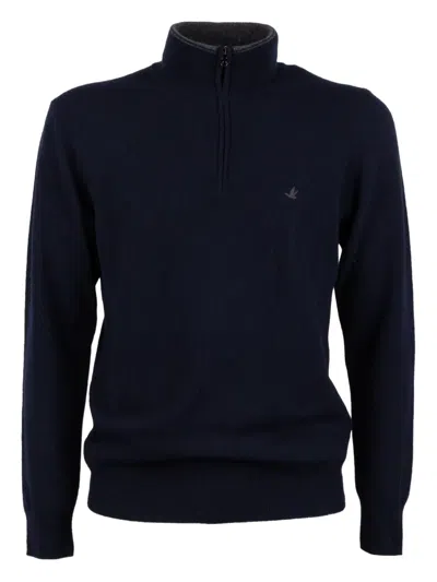 Brooksfield Half-zip Sweater In Blue