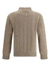 Brooksfield High-neck Cable-knit Sweater In Gray