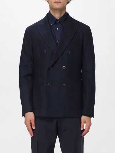 Brooksfield Double-breasted Wool Coat In Black