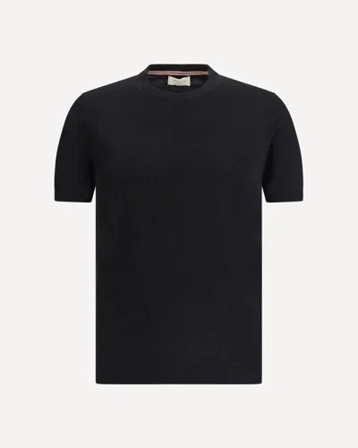 Brooksfield Ribbed-hem Knitted T-shirt In Black