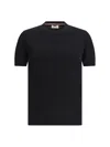 Brooksfield Ribbed-hem Knitted T-shirt In Nero