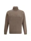 Brooksfield Virgin Wool Turtleneck Sweater In Brown