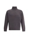 Brooksfield Virgin Wool Turtleneck Sweater In Gray