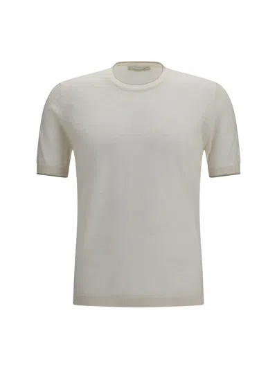 Brooksfield Linen-blend Crewneck T-shirt In White