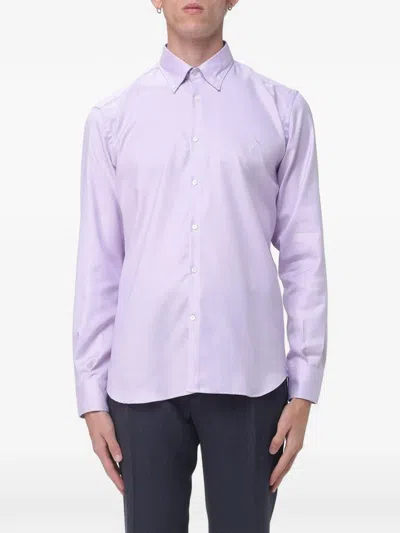 Brooksfield Logo-embroidered Button-down Shirt In Purple