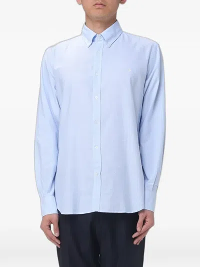 Brooksfield Logo-embroidered Button-down Shirt In Blue
