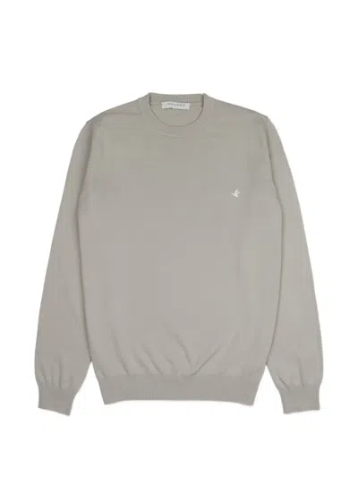 Brooksfield Logo-embroidered Crew-neck Sweater In Gray