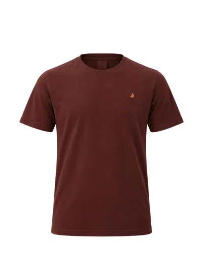 Brooksfield Logo-embroidered Crew-neck T-shirt In Brown