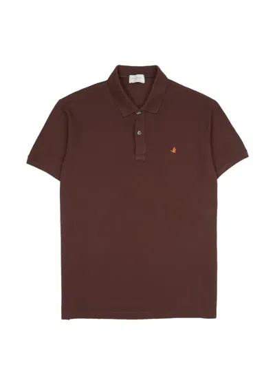 Brooksfield Logo-embroidered Polo Shirt In Brown