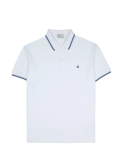 Brooksfield Logo-embroidered Tipped Polo Shirt In White