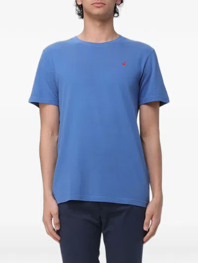 Brooksfield Logo-embroidered T-shirt In Blue