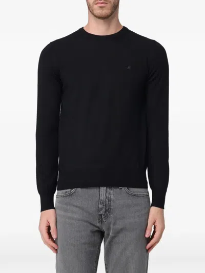 Brooksfield Logo-embroidered Wool Sweater In Black
