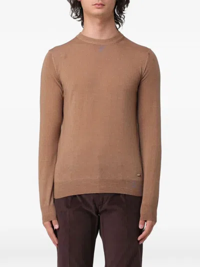 Brooksfield Logo-plaque Wool Sweater In Brown