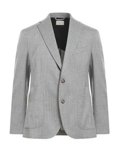 Brooksfield Man Blazer Grey Size 42 Virgin Wool, Elastane In Gray