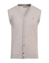 Brooksfield Man Cardigan Beige Size 38 Virgin Wool In Beige
