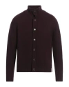 Brooksfield Man Cardigan Burgundy Size 42 Virgin Wool