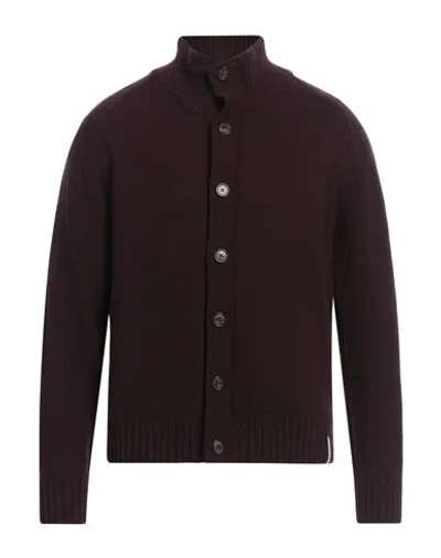 Brooksfield Man Cardigan Burgundy Size 42 Virgin Wool