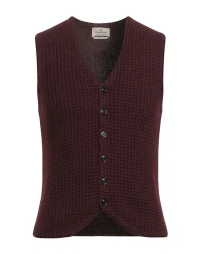 Brooksfield Man Cardigan Burgundy Size 40 Polyamide, Viscose, Wool, Cashmere In Red