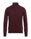 Brooksfield Man Cardigan Burgundy Size 46 Virgin Wool In Red