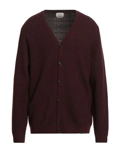 Brooksfield Man Cardigan Burgundy Size 48 Polyamide, Viscose, Wool, Cashmere In Red