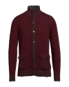 Brooksfield Man Cardigan Burgundy Size 48 Wool In Red