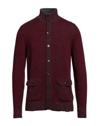 Brooksfield Man Cardigan Burgundy Size 48 Wool In Red
