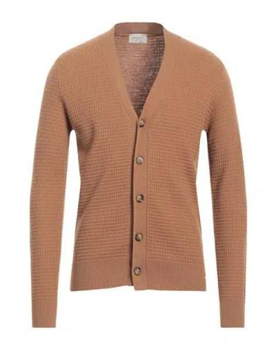Brooksfield Man Cardigan Camel Size 42 Virgin Wool In Beige