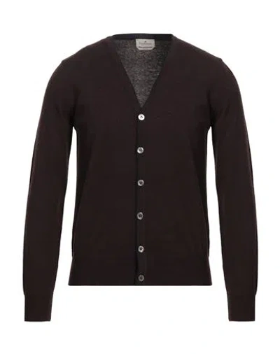 Brooksfield Man Cardigan Dark Brown Size 44 Virgin Wool