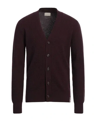 Brooksfield Man Cardigan Deep Purple Size 40 Virgin Wool