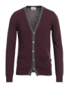 Brooksfield Man Cardigan Plum Size 44 Polyamide, Viscose, Wool, Cashmere In Purple