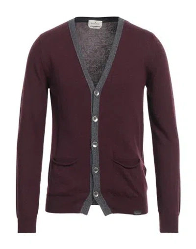 Brooksfield Man Cardigan Plum Size 44 Polyamide, Viscose, Wool, Cashmere In Purple