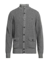 Brooksfield Man Cardigan Grey Size 42 Wool In Grey