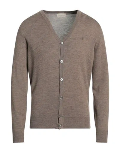 Brooksfield Man Cardigan Khaki Size 44 Virgin Wool In Beige